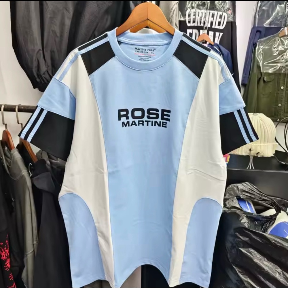 Men's Light Blue and White Tee